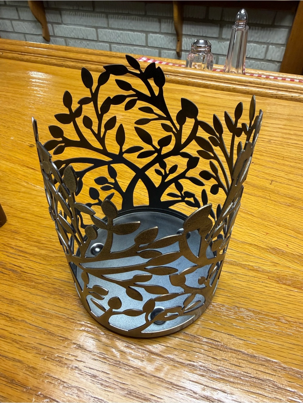 Bath & Body Works Black Metal Leaf Hurricane Candle Holder